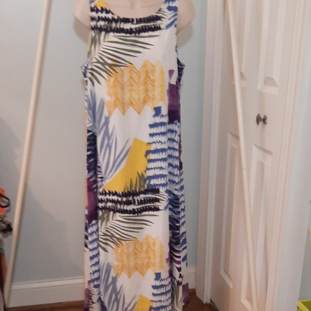 Chico's Maxi Tropical A-line Dress sz Medium